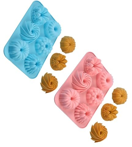 Práctico juego de moldes de silicona antiadherentes para galletas pequeños Savarin con múltiples formas para cocinar en casa, accesorios de horneado, galletas de silicona