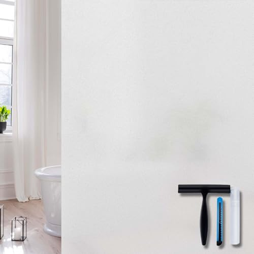 Volcanics Fensterfolie Blickdicht 75x200cm mit Montagewerkzeug, Milchglasfolie Selbsthaftend Statisch Ohne Klebstoff, Anti-UV Sichtschutzfolie für Zuhause Büro Badezimmer Küche