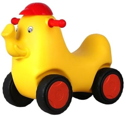 laufrad Elefanten-Lauflernwagen und Aufsitzspielzeug mit niedrigem Sitz, gebogener Karosserie, langlebiges Wackelauto for Kleinkinder autoscooter(Geel)