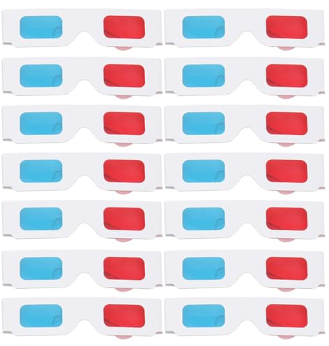 Hoement Gafas 3D Anaglifo de Cartón y Papel Rojo y Azul, 50 Unidades para Películas y Juegos 3D