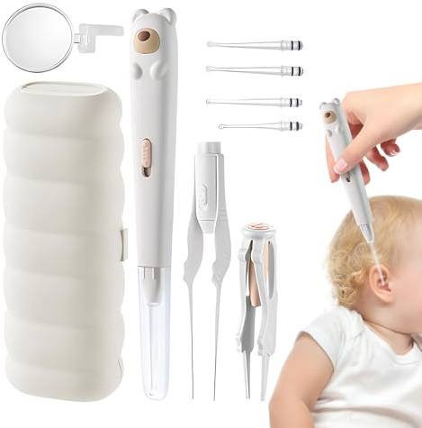 Strumento per la pulizia 'orecchio – Dispositivo personale di igiene, Cucchiaio LED per la pulizia 'udito | Kit Suavve per la pulizia delle cere 'orecchio per bambini, adulti, adolescenti
