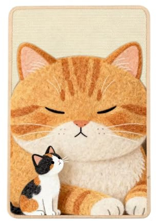 OMATSBEH Carpet Cat Scratching Mat, 40 X 60 CM Natural Sisal Cat Scratch Pad Mats with Adhesive Hook Loop Tape, Cat Scratching Rug Wall Scratchers for Indoor, Furniture Protector (Cat Nap-1 Pack)