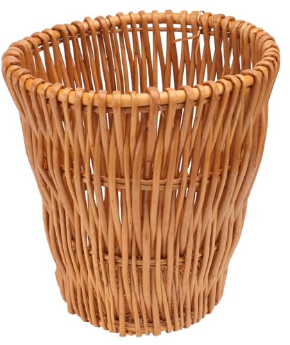 Milisten Corbeille à Papier Tressée en Osier Naturel 25x28 Cm Poubelle en Osier Tressé Écologique pour Bureau et Salle de Bain Conteneur à Déchets Décoratif et Pratique