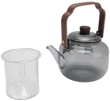 Dioche Bollitore Piano Cottura Teiera in Vetro Borosilicato Ad Alta Sicurezza da 900 Ml con Colino da tè Staccabile e Lavabile, Teiera di Sicurezza per Stufa Elettrica in Ceramica Wuxi con Manico in