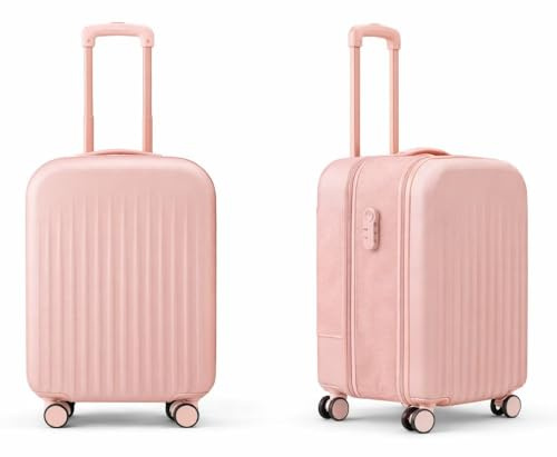 cecaro group Valigia Cabina Salvaspazio 57 cm – Trolley Rigido Espandibile con Inserto in Tessuto, Lucchetto TSA a Combinazione, 4 Ruote, Bagaglio a Mano Aereo (Rosa)