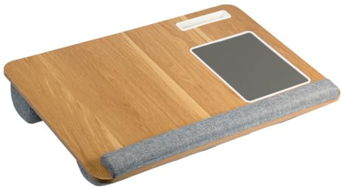 KESPER | Vassoio per laptop con cuscino e tappetino per mouse, materiale: pannello MDF certificato FSC®, dimensioni: 54,5 x 35,5 x 9,5 cm, colore: naturale, grigio | 77623