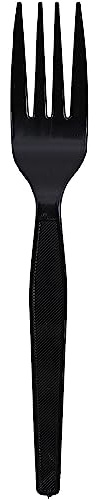 Genuine Joe Heavy Weight Plastic Fork, Black, 1000 Count