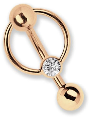 Modern Nature Piercing-Schmuck Intimpiercing oder Bauchpiercing Banane Rose Gold beschichtet in 1,6 x 12 mm mit 5 mm Lochkugel und BCR, klar