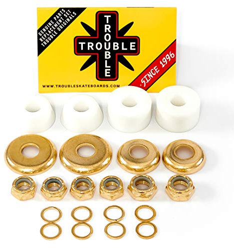 Trouble Bushings für Skateboard-LKWs • Hard 100A • Cushion Rebuild Bushing Kit • Weiß/Gold (BH1)