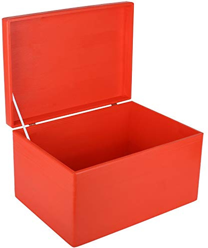Creative Deco XXL Rot Große Holzkiste mit Deckel | 40x30x24 cm | Holztruhe | (+/-1cm) Erinnerungsbox Baby Holzbox mit Deckel Ostern Kasten | Für Dokumente, Werkzeuge | ROH, UNGESCHLIFFEN