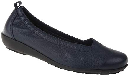 Natural Feet Bekväma ballerinaskor för kvinnor av hjortläder, polina, sportiga breda platta sommarskor, halvskor bredd H, lämplig för hallux valgus, supermjuka barfotaskor, utbytbar fotbädd, blå, 40 EU Weit
