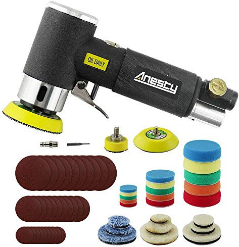 Mini ponceuse excentrique à air comprimé, Anesty Mini ponceuse orbitale 25mm/50 mm/ 75mm Air Sander 1/ 2 / 3 Petit Ponceuse Pneumatique Orbitale