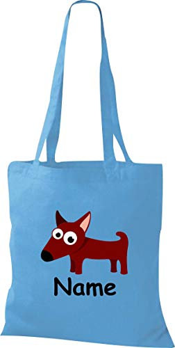 Shirtinstyle Stoffbeutel Tasche, Tiermotiv Hund Dog mit Wunschnamen, Natur Zoo Tiere Animal, Geschenk, Baumwolltasche, Logo, Spruch, Verwandschaft, Motiv, Farbe Weiss