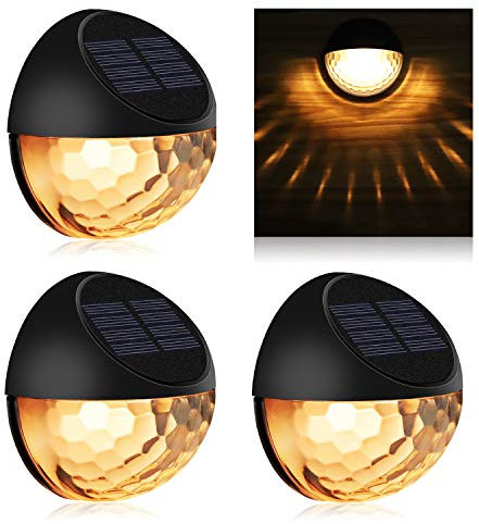 KMASHI Solar Fence Lights, Solar Decorative Garden Lights, Waterproof Wireless Outdoor Lights for Garden, Fence, Patio Use,Warm White (4 Pack)