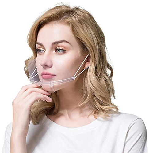 GUSTO 24 Pièces Visière Masque Transparent pour Nez et Bouche Bord Blanc avec Élastiques pour Cuisine Chefs Restaurants Aesthetic Studio (24 Pièces - Bord Blanc)