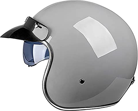 Woljay Retro Motorradhelm 3/4 Jethelm Halbhelme Motorrad Jethelm mit Schild Sonnenblende für Männer Frauen Erwachsene ECE 22/05 DOT Approved