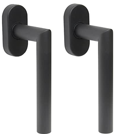 FELGNER 2er Set Fenstergriff Messina in schwarz | hochwertiger Aluminium-Griff Fensterknauf + versteckten Schrauben + ovale Rosette einfache Montage Drehknauf korrosionsbeständig | schwarz matt