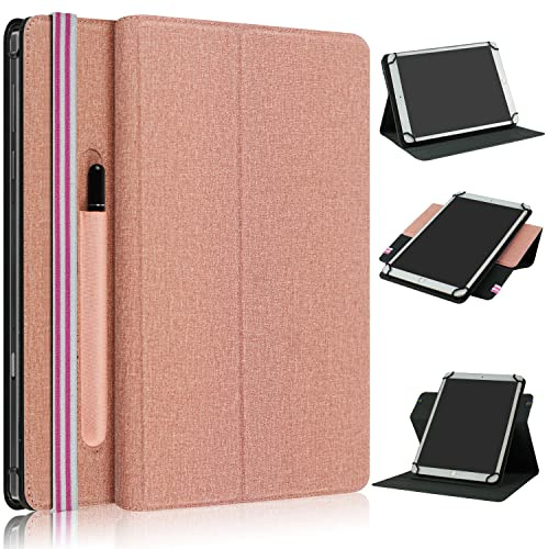 TOPCASE Hülle 10.1 Zoll Universal Kompatibel mit Tablet 9.7 10 10.1 10.2 10.3 10.4 10.5 10.6 10.9 11 Zoll,Schutzhülle mit Stifthalter und Standfunktion,Roségold