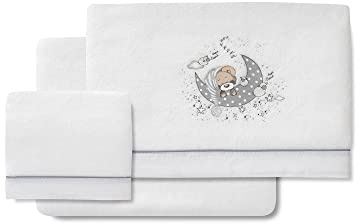 Sábanas Coralina New Sleeping Blanco y Gris para capazo y carro de bebé