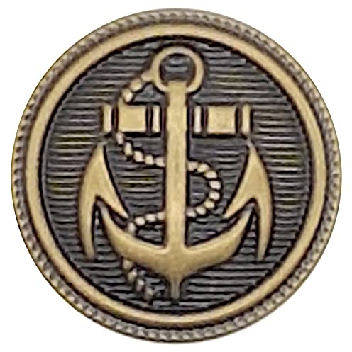 Goldgöre 5 maritime Metall Knöpfe gold mit Anker mit Öse zum Annähen 20 mm