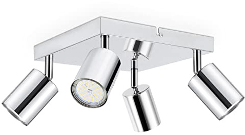 Dehobo LED Deckenstrahler 4 Flammig Quadrat Schwenkbar 350°, Deckenleuchte Strahler GU10 Deckenlampe Küche Lampe Deckenspot für Wohnzimmer Schlafzimmer Flur, Nein GU10 Leuchtmittel