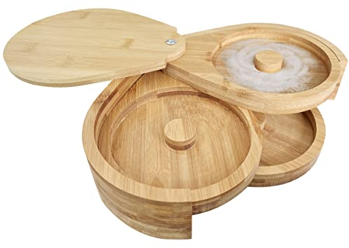 3-Tier Margarita Glass Rimmer,Bar Juice Cocktail Seasoning Box for Bartender Bar Party Tool,Baraiser Bamboo Glass Rimmer