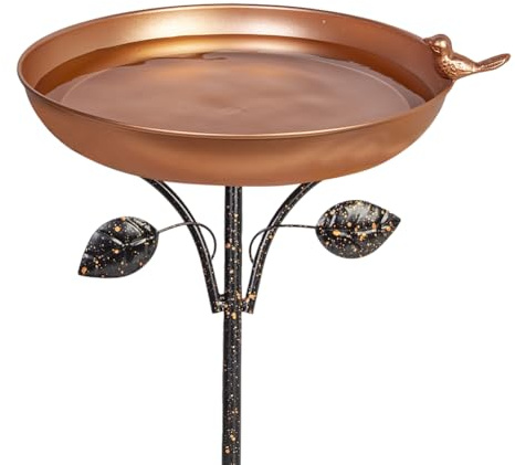 VEWOGARDEN Vogeltränke für den Außenbereich, 30,5 cm, Vogeltränke mit 5 Zinken, Bodenpfahl, Metall, Vogeltränke und Futterstation, stehend, Garten, Vogeltränke für Hof, Gartendekoration