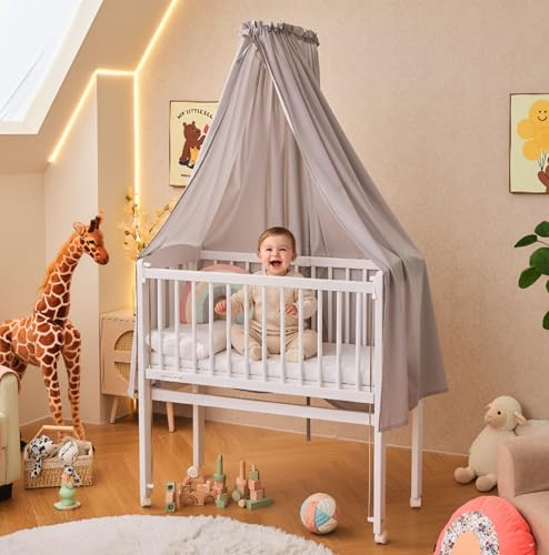 ALAVYA HOME® Baldacchino, baldacchino, per cameretta dei bambini, protezione dagli insetti, zanzariera per culla, culla per bambini, 100% cotone biologico, certificato GOTS, 150 x 240 cm