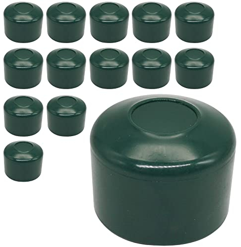 SKIR'CO (14 piezas) Tapas de postes de valla, tapas redondas de plástico verde de 40 mm para postes de valla redondos, cubiertas de postes de valla, verde musgo RAL 6005