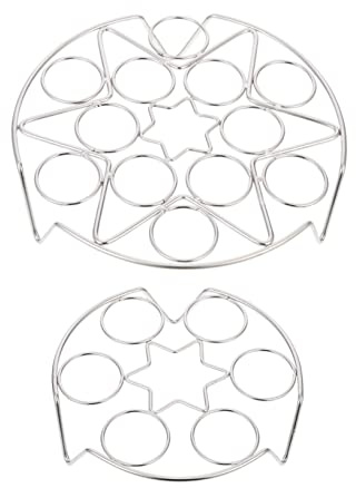 2pcs Stainless Steel Steam Rack Dumpling Air Fryer Basket Stand Multi-function Egg Cooking Supplies Stainless Steel Embedded Silver