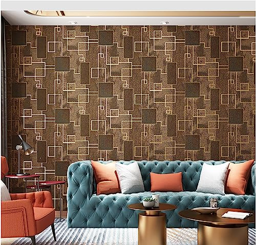 Dunkel Curry Vliestapete 9,5 m x 0,53 m Geometrie Wandtapete Beflockung Tapete Poster Wanddekoration für Wohnzimmer Küche Schlafzimmer Büro Hotel