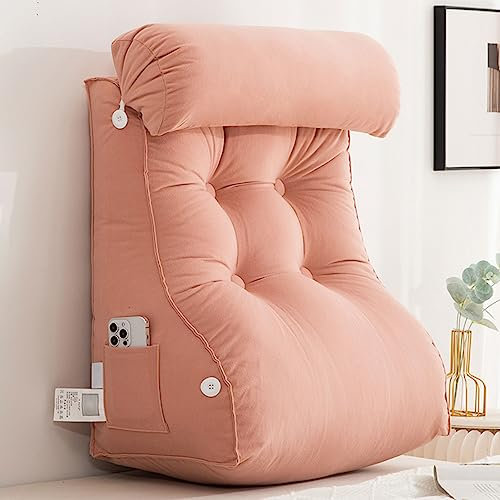 AMZZHAO Rückenkissen,Lesekissen,Keilkissen,Stützkissen,mit Abnehmbare Nackenrolle,Ideal als Rückenstütze zum Lesen,Arbeiten,und Spielen auf dem Bett,Sofa,oder Couch