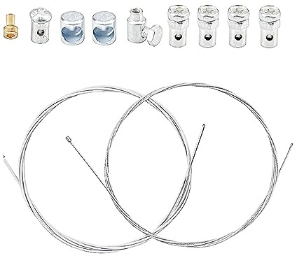 ANBOO 2 Kit de Réparation de Câble Universel, Câble d'embrayage ou de Frein Universel avec Serre-Câble, Câble d'embrayage pour Moto Tondeuse Quad, 2m