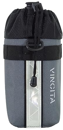 Vincita Voyage Borsa da manubrio per bicicletta, portabottiglie termica per manubrio, portabicchieri per alimenti, snack, per biciclette pieghevoli. (Grigio, Small)..