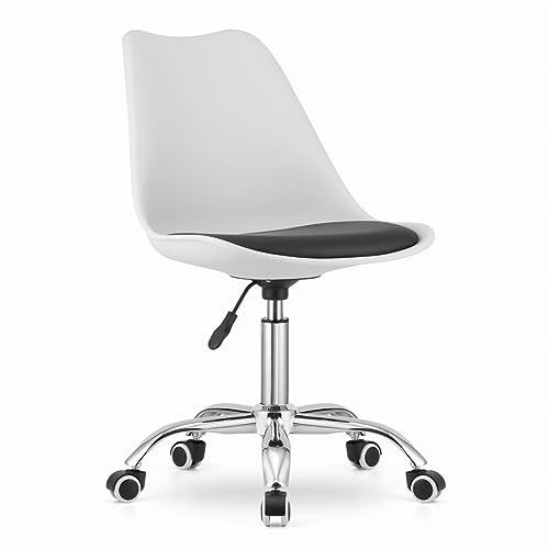 NMK HOME Silla Oficina con Ruedas 360 °- Cadeira Escritorio para Sala de Estudio - Fácil de Montar y Base Cromada