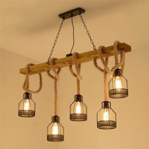 Lampadario vintage in corda di canapa industriale rurale retrò tavolo da pranzo lampadario con altezza regolabile soggiorno ristorante caffetteria creativa soffitta lampadario illuminazione a soffitto