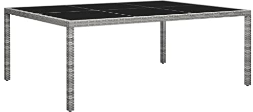 AUVYI Mesa de comedor de jardín, gris, 200 x 150 x 74 cm, polirratán, mesa de póquer, mesa auxiliar, mesa auxiliar, mesa pequeña, mesa de cocina, mesa de camping, mesa buffet, mesa de cerveza, pong