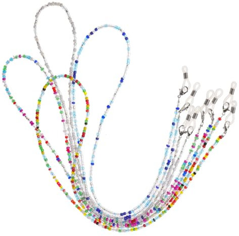 LIFKOME 4stücke Brillenhalter Mit Perlen Brillenkette Anti-verloren Gläser Seil Brillenband Für Damen Sportbrillenseil Aus Perlenmaterial Robust Und Reißfest