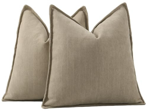 MADIZZ Texturerade Chenille Ljus taupe Kuddfodral Set med 2 St Supersoft Dekorativa Kuddfodral Boemiska Kuddöverdrag Modern Hem Dekor för Soffa Sovrum 55x55 cm