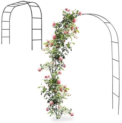 Arche De Jardin Métallique for Plantes Grimpantes, Résistant Aux Intempéries, Arceau Rosiers Grimpants, Largeur Latérale 40cm, Arceau À Rosiers Tuteur Colonne De Jardin Arche À Rosiers, Noir(Size:0.8x