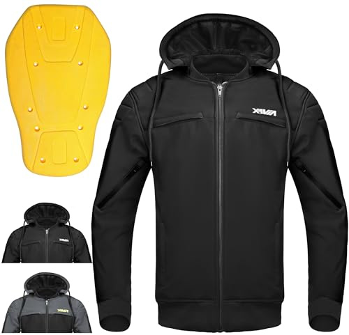 XAVIA MOSS Giacca Moto con Cappuccio Removibile – Giubbotto Moto Traspirante e Idrorepellente con Protezioni CE Livello 2 | Giacca Tutte le Stagioni per Motociclista
