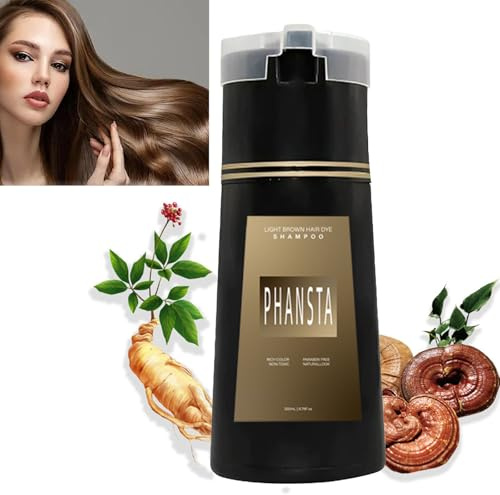Mrettick Hair Dye Shampoo, Hair Instant, Braunes Haarfärbeshampoo, Natürliches Haarfarbenshampoo für graues Haar, Lang anhaltendes Haar-Instant-Dye-Shampoo Haarfarbe (Hellbraun)