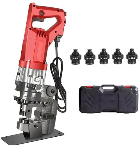Punzonadora hidráulica eléctrica de 1800 W φ Punzonadora hidráulica eléctrica de 8,5 a 20,5 mm con 5 troqueles, herramienta de punzonado hidráulico para acero, hierro, aluminio,Channelsteel