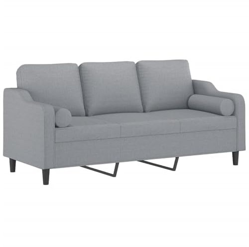 Gecheer 3-Sitzer Sofa mit Zierkissen Polstersofa Loungesofa Schlafsofa Bettcouch Gästesofa Modern Couch 3er Sitzsofa Polstermöbel Bettsofa für Wohnzimmer/Schlafzimmer/Gästezimmer, Hellgrau 180cm Stoff