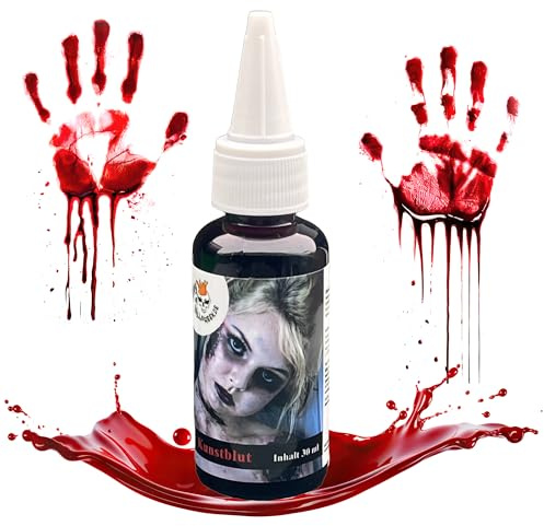 Kunstblut, Blutgel dunkelrot dickflüssig - 30ml Dosierflasche, Fake Blood für Halloween Schminke & Verkleidung von King of Halloween.de