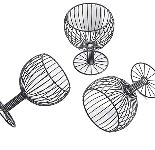 HAODUOO Bread gp Fruit Basket for Kitchen Iron Art Fruit Basket Bowl Glass Shape Fruits and Veggies Holder Serving Bowl Storage Baskets for Centrepieces Decoration Rack Baskets