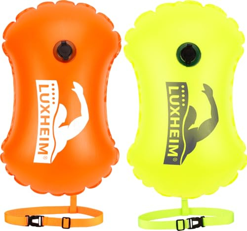 2 pezzi Boa da Nuoto Gonfiabile, Swimming Buoy Open Water Triathlon, Galleggiante Impermeabile, Pull Buoy Regolabile, Accessori per Acque Libere, Inflatable Buoy, Cintura Regolabile