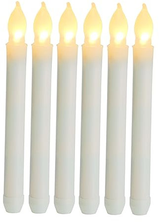 Gadpiparty 6stücke Flammlos Taper Kerzen Realistische Lichtwirkung Für Hochzeit Weihnachten Und Feste Langlebig Batteriebetrieben Rauch Lang Warmes Licht Für Romantische Stimmung