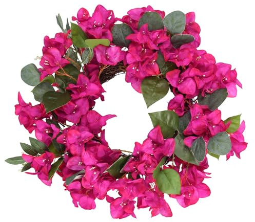 Rzoukler Bougainvillea-Kränze für Haustür, künstlicher Bougainvillea-Kranz aus Kunstseide, Bougainvillea-Kranz, künstliche Bougainvillea-Blumen für Veranda, Hochzeit, Zuhause, Wand, Festival, Innen