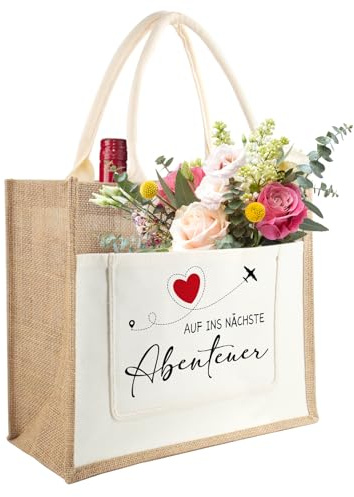 Jutetasche Damen Geschenke, Jute Shopper Bag als Geburtstagsgeschenke | Jute Einkaufstasche personalisiert Geschenk für Frauen zum Geburtstag, Abschied, Ruhestand, Muttertag, Weihnachten